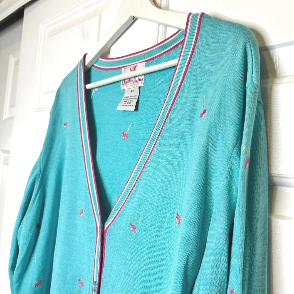 Quacker Factory Vintage Embroidered Sweater Tank Cardigan‎ Set 2X Silk Cotton - Picture 4 of 9